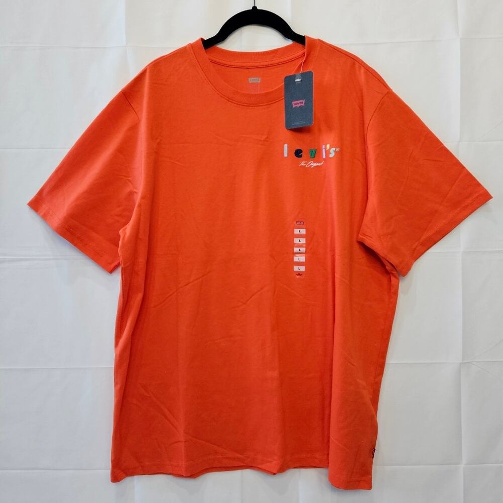 Levi's [Read] Orange Short Sleeve Embroidered Shirt Large